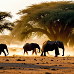 Zakouma's Elephant Herd**

"A vast African savanna at golden hour, showcasing a large herd of elephants grazing peacefully. Dust motes dance in the warm light. In the background, acacia trees dot the landscape.  Perfect anatomy, correct proportions, natural pose, safe for work, appropriate content, fully clothed (the elephants!), professional, family-friendly, high-resolution, photorealistic."

**