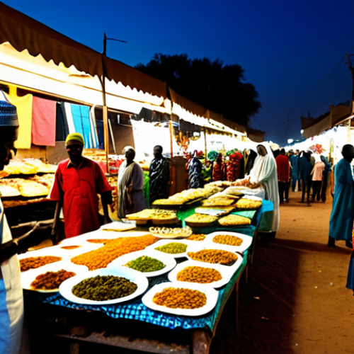 Home 27 **
"A bustling night market scene in N'Djamena, Chad. Vendors in modest, traditional clothing are selling food and crafts. Focus on colorful textiles and handcrafted souvenirs, perfect anatomy, correct proportions, natural pose, well-formed hands, proper finger count, safe for work, appropriate content, fully clothed, professional, modest, family-friendly."
**