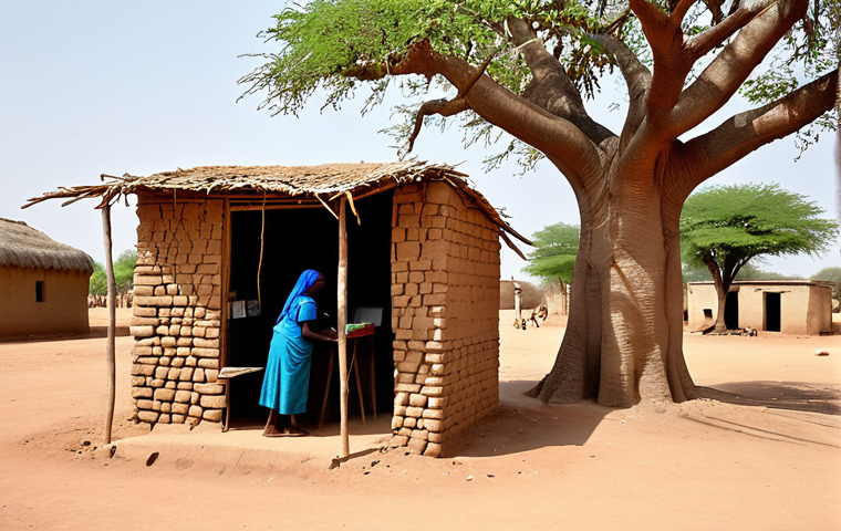 **

"A bustling mobile money kiosk in a Chadian village. A woman in vibrant, traditional clothing is using her mobile phone to send money. In the background, a simple mud-brick house and a baobab tree are visible. Focus on the convenience and accessibility of mobile money for rural communities. fully clothed, appropriate attire, safe for work, professional photography, perfect anatomy, natural proportions, family-friendly, modest."

**