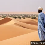 차드에서 가장 큰 철도역 - **Prompt 1: The Dream of the Iron Road in Chad**
    "A lone Chadian traveler, wearing traditional, ...