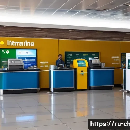 차드로 가는 항공편 정보 - A modern international airport terminal scene in N’Djamena, Chad, featuring a spacious check-in area...